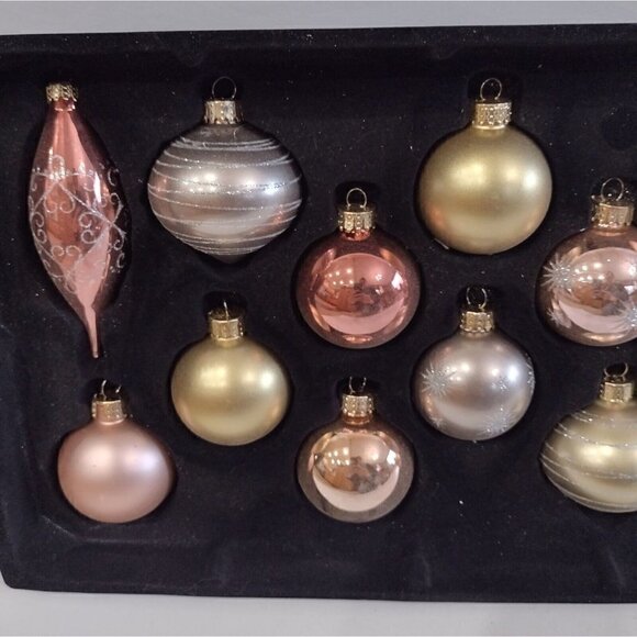 Jo-Ann Holiday 24 Piece Set Rose Gold Glass Bulbs Christmas Ornaments Sparkly - Picture 4 of 6